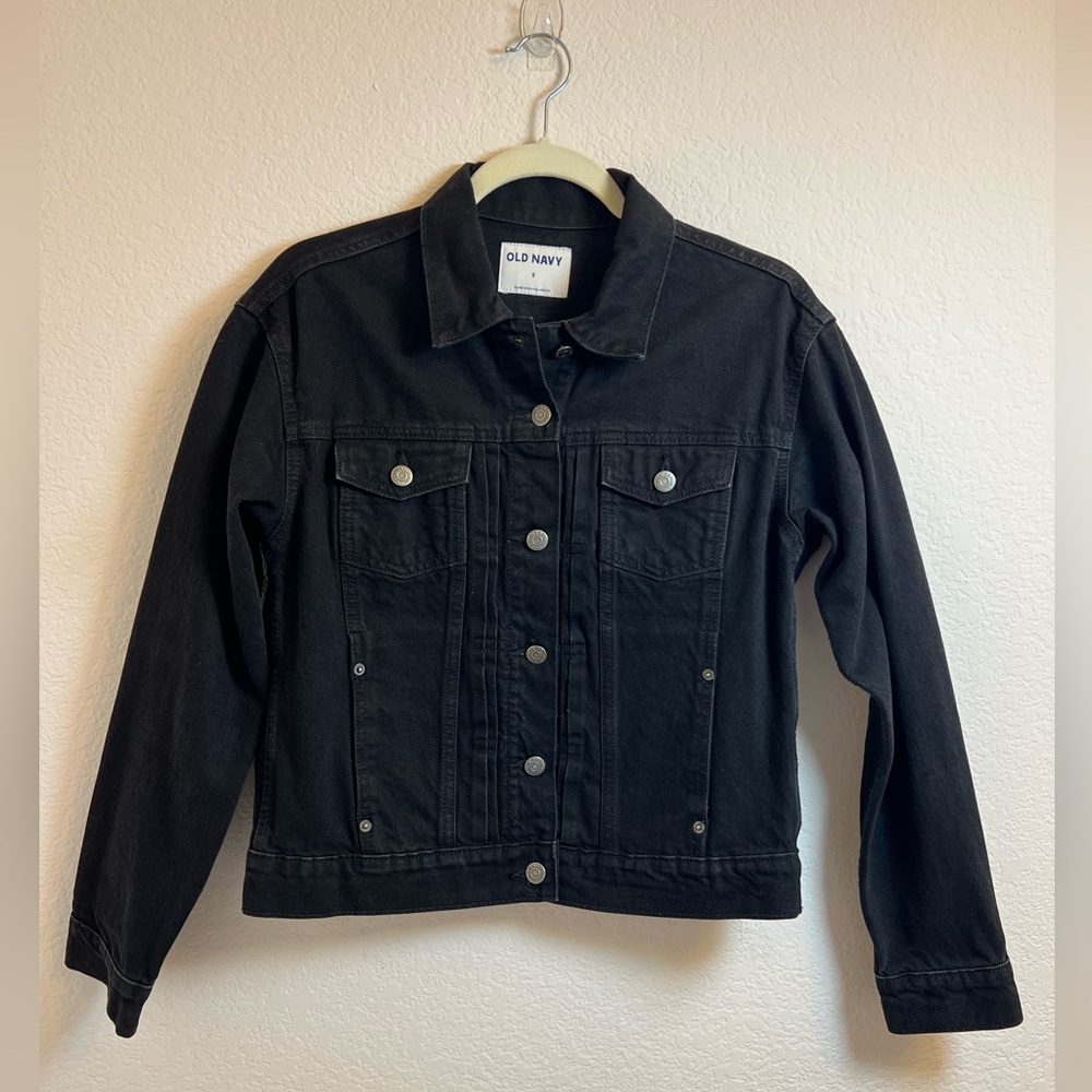 Old Navy Black Women Denim Jacket Size Small